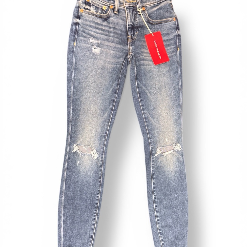 Lucky Brand Ava Mid Rise Skinny Distressed Jeans – Size 00/24R NWT
